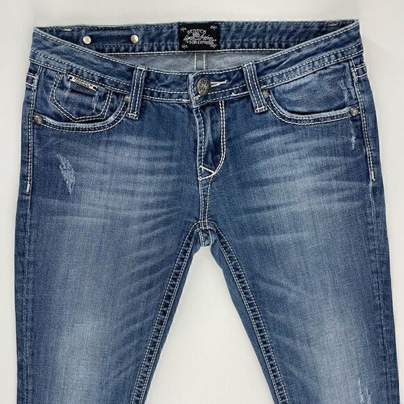 Express Rerock Low Rise Cropped Skinny Jeans - 2 - Picture 4 of 12